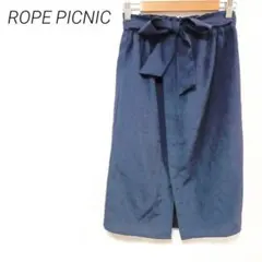 ROPE PICNIC ネイビー リボン付きタイトスカート ひざ丈　M