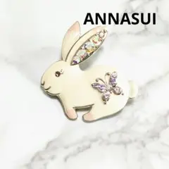 希少　アナスイ　ウサギ　兎　蝶　クリスタル　ブローチ　ピン