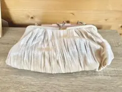 ベージュ プリーツデザイン パーティーバッグ