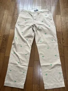 Ralph Lauren ダークベージュ チノパン 緑のテニス模様36/32