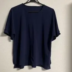 eur3 大きいサイズ Vネックトップス ネイビー
