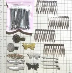 ☆ヘアピンアソート66本セット☆蝶々 羽根 透かしパーツ ヘアクリップ