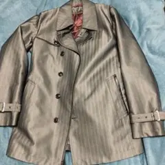 グレー ストライプ トレンチコート美品Мサイズ特価