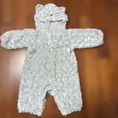 フード付きグレーのロンパース 80cm