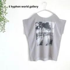 イーハイフンワールドギャラリー　フロントシフォンプリントT フレンチスリーブ