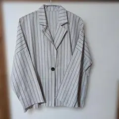 アンティカ ストライプ テーラードジャケット グレー