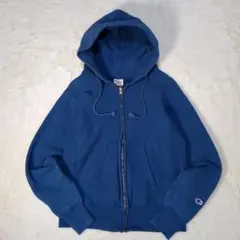 ✨USA製！赤タグ✨Champion フルジップパーカー M ブルー 厚手 短丈