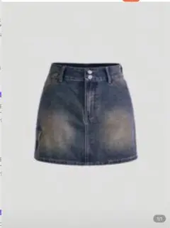ダークデニム タイトスカート デニムスカート ウォッシュ加工 SHEIN