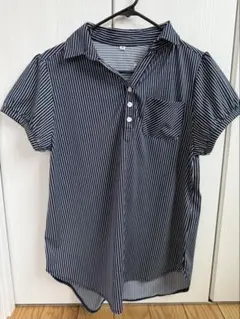 ストライプポロシャツ Mサイズ ネイビー