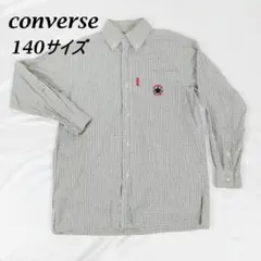 【訳あり】コンバース CONVERSE カジュアルシャツ140 白/深緑【93】