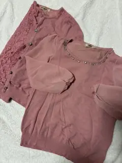 アンサンブル　ピンク　ビジュー