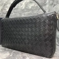 極美品✨ボッテガ　長財布　ラウンドファスナー　オーガナイザー　トラベルケース　黒