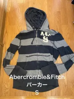 Abercrombie&FitchパーカーＳネイビーグレーボーダー