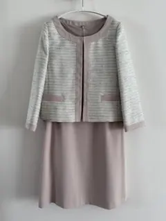 ツイード セレモニーぺプラムワンピースセット ベージュ 9号