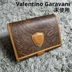 【美品】Valentino Garavani 二つ折り財布 レザー ブラウンのサムネイル