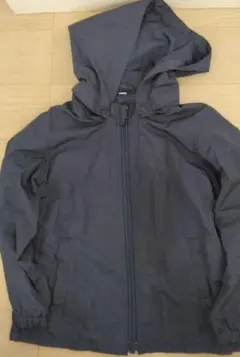 【無印良品】キッズ 撥水ウィンドブレーカー 120 ネイビー フード取り外し可