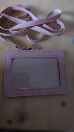 パスケース 定期入れ ネックストラップ付き ピンク