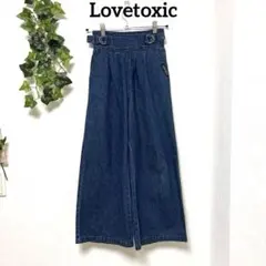 【ラブトキシック 】デニムワイドパンツ M 145〜155 ベルト風ハイウエスト