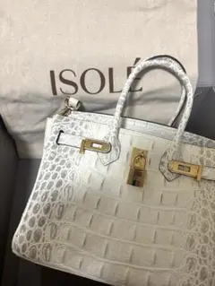 お値下げしました】ISOLÉ クロコ型押し ハンドバッグ ホワイト - メルカリ