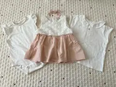 プティマイン　トップス　ワンピース　ロンパース　半袖　3点セット　レース　80