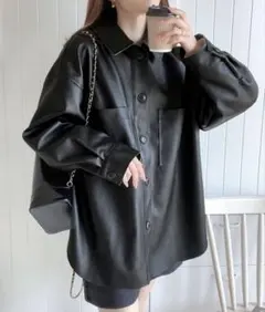 フェイクレザーシャツジャケット