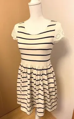 RETRO GIRL レトロガール　レース　ボーダー　ワンピース　半袖　Ｍ