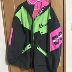 フード付きジャケット オーバーサイズ ブラック/グリーン/ピンク