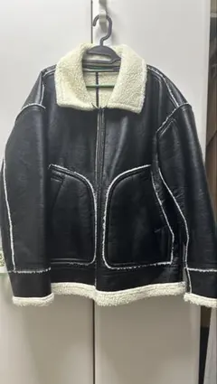 リバーシブル フェイクレザー ボア ムートンジャケット