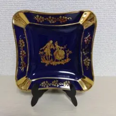 ウェッジウッド 希少 廃盤 スクエアプレート 深紅 銀彩 リーフ柄 緑壺