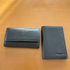 COACH ブラックレザー 名刺入れ 二つ折り、キーケース2点セットのサムネイル