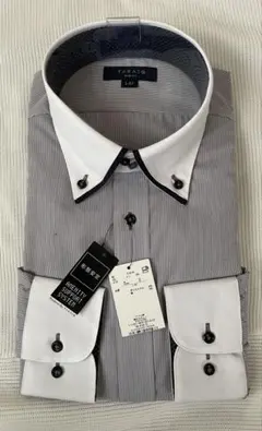 【新品】TAKAQ グレー ドレスシャツ L-82