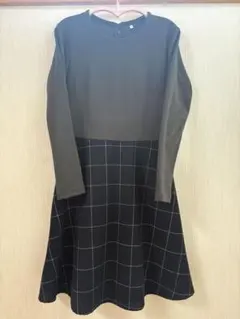 無印良品 長袖ワンピース チェック柄 切り替えデザイン Sサイズ