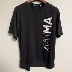 PUMA ブラック Tシャツ 半袖 ロゴ入り L