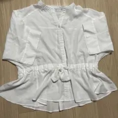 Samansa mos2 blue 五分袖シャツ　フリーサイズ