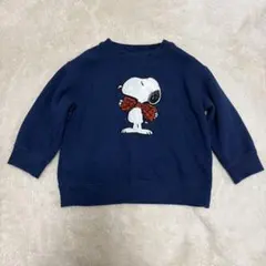 スヌーピー刺繍ネイビートレーナー 90cm 裏起毛