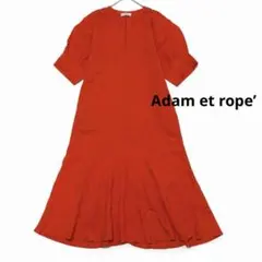ADAM ET ROPE’ リネン混ボリュームスリーブワンピース オレンジのサムネイル