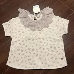 花柄レース襟半袖Tシャツ　テータテート　100サイズ　新品