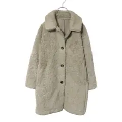 【美品】ユニクロ 防風アウターフリースステンカラーコート Mサイズ ナチュラル