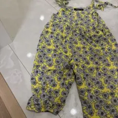 フタフタ花柄 サロペット イエロー　お花　夏のサムネイル