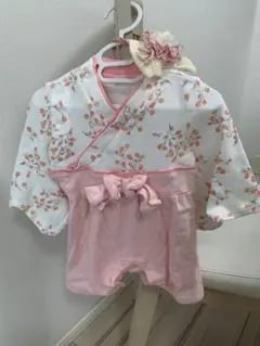 初節句　袴ロンパース　ウェア　ヘアアクセ　2点セットサイズ70cm