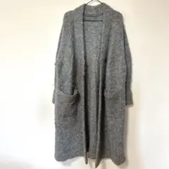 ウタオ　utao ロングシャギーニットカーディガン　グレー　暖かい　シンプル