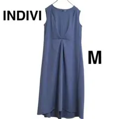インディヴィ　ノースリーブロングワンピース　ブルー　サイズ￼￼M