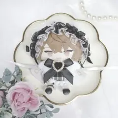 ♡ にじぱぺっと ぬい服 10㎝ ♡ ヘッドドレス スタイ リボン ブラック