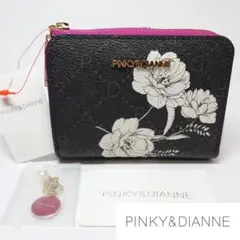 【新品タグ付き】ピンキー&ダイアン フラワー二つ折り財布 ブラック