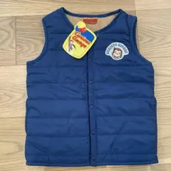 【新品タグ付】おさるのジョージ 中綿ベスト 120cm ネイビー 防寒