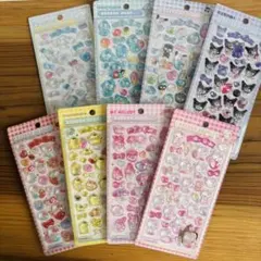 ボンボンドロップシール 風 サンリオ はぴだんぶい マイメロ キティ ほか8枚組