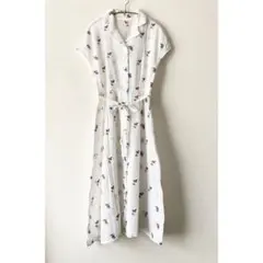 【美品】merry jenny 半袖ワンピース 花柄 ホワイト