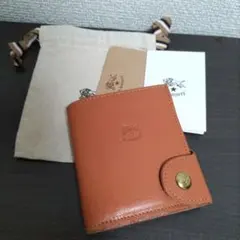 新品 イルビゾンテ 本革 レザー コンパクト ウォレット 折り財布 キャラメル