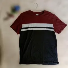 OLD NAVY ボルドー/黒 ストライプ Tシャツ M