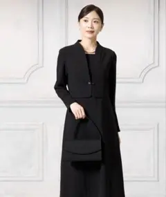 洗濯可能 ブラックフォーマル スーツ風ワンピース